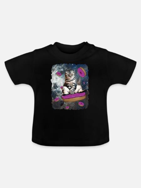 Weltraum Katze - Baby Bio-T-Shirt mit Rundhals - Schwarz