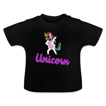 Licorne Licorne - T-shirt bio col rond Bébé - noir - Devant