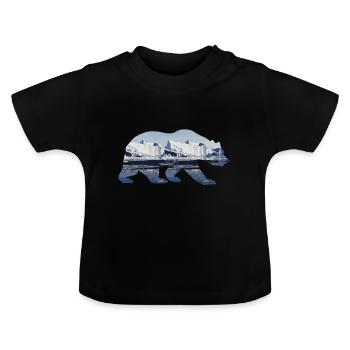 Double exposition Animaux - Ours polaire - Cadeau - T-shirt bio col rond Bébé - noir - Devant