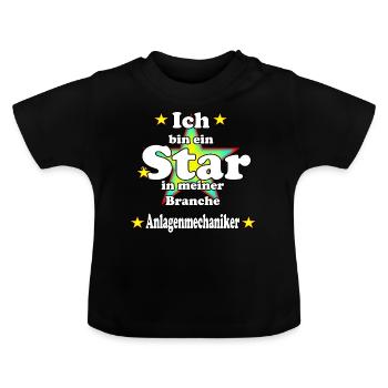 Mécanicien d’installation Star - T-shirt bio col rond Bébé - noir - Devant