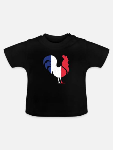 Frankreich France Hahn Nationalfarben Geschenk - Baby Bio-T-Shirt mit Rundhals - Schwarz