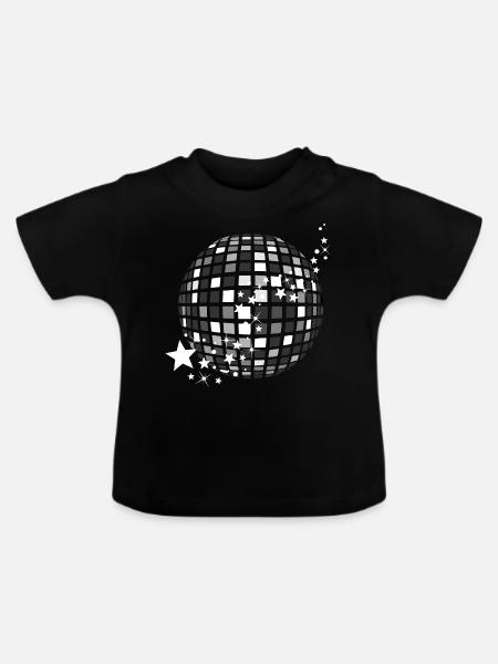 Discokugel Glitzernde Disco Kugel Schlagerparty - Baby Bio-T-Shirt mit Rundhals - Schwarz