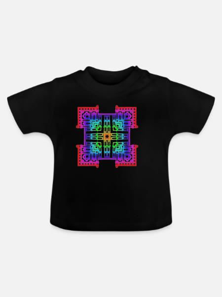 regenbogen geomertische figur - Baby Bio-T-Shirt mit Rundhals - Schwarz