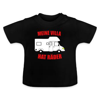 Meine Villa hat Räder Wohnwagen Camping Campingpl - Baby Bio-T-Shirt mit Rundhals - Schwarz - Vorne