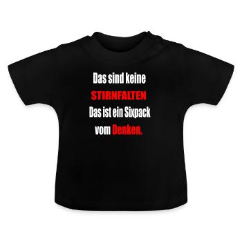 Sixpack Stirnfalten lustige Sprüche - Baby Bio-T-Shirt mit Rundhals - Schwarz - Vorne