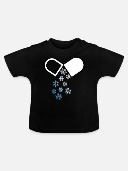 Schnee Winter Pille - Baby Bio-T-Shirt mit Rundhals - Schwarz