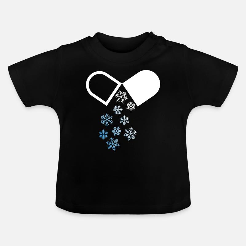 Neige d’hiver pilule - T-shirt bio col rond Bébé - noir