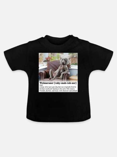 Weimaraner mit Attitude - Baby Bio-T-Shirt mit Rundhals - Schwarz