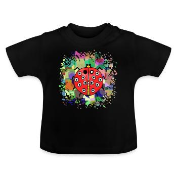 Marienkäfer ~~POS=HEADCOMP - Baby Bio-T-Shirt mit Rundhals - Schwarz - Vorne