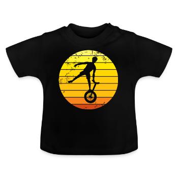 Monocycle rétro monocycle coucher du soleil - T-shirt bio col rond Bébé - noir - Devant