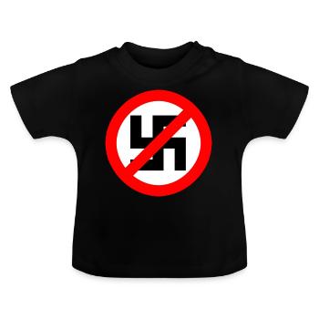 Contre les nazis - T-shirt bio col rond Bébé - noir - Devant