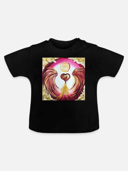 Herzengel des Selbstwertes - Baby Bio-T-Shirt mit Rundhals - Schwarz