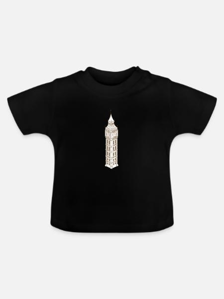Big Ben Tower - Baby Bio-T-Shirt mit Rundhals - Schwarz