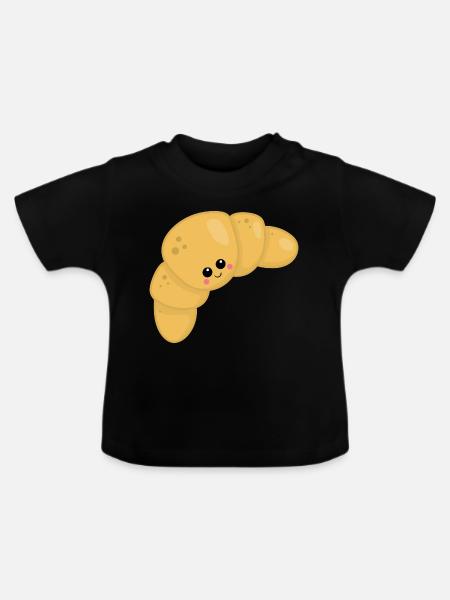 Croissant - Baby Bio-T-Shirt mit Rundhals - Schwarz