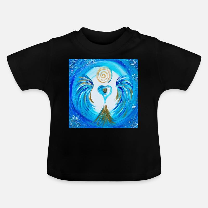 Coeur Ange Atlantis - T-shirt bio col rond Bébé - noir