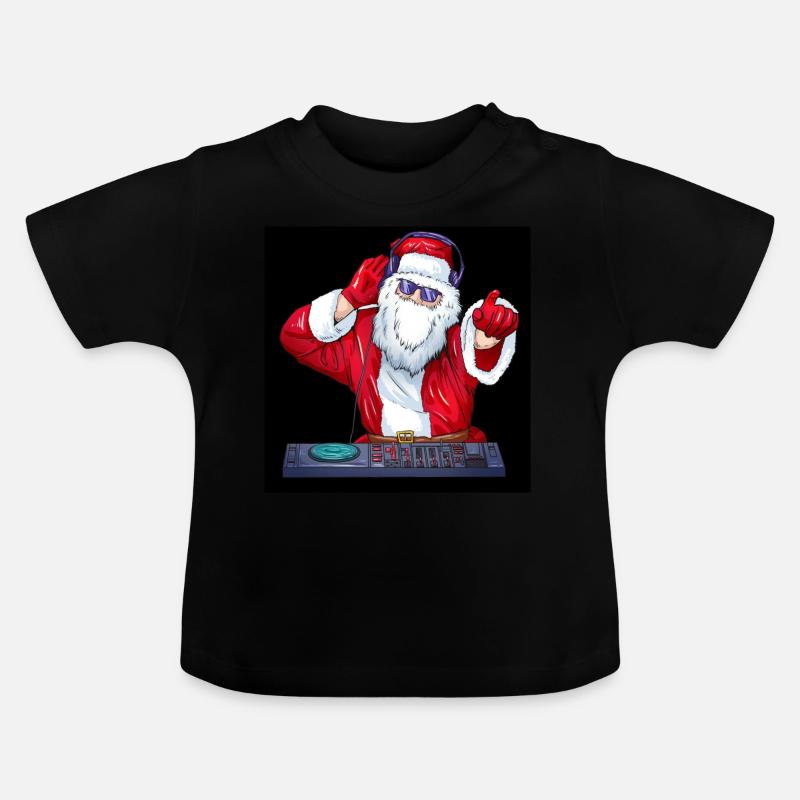 Drôle de père Noël Dj de Noël - T-shirt bio col rond Bébé - noir