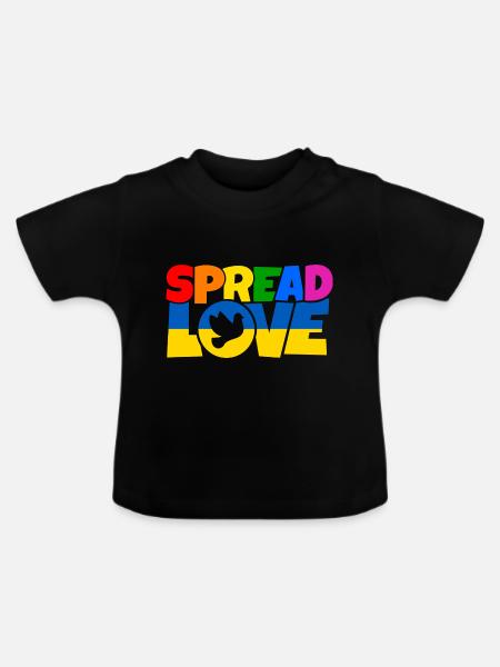 Spread Love Shirt Design - Baby Bio-T-Shirt mit Rundhals - Schwarz
