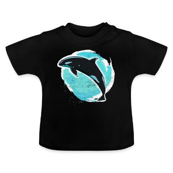 Vintage killer whale killer whale - Baby Organic T-Shirt with Round Neck - black - Front