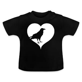 Herz Rabe Krähe - Baby Bio-T-Shirt mit Rundhals - Schwarz - Vorne