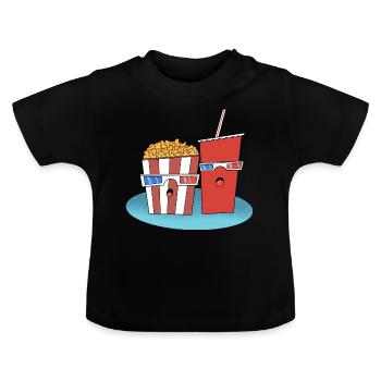 Chemise de maïs éclaté et boisson cadeau - T-shirt bio col rond Bébé - noir - Devant