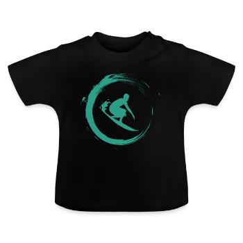 surfer - Baby Organic T-Shirt with Round Neck - black - Front