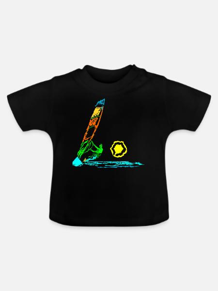 Windsurfen - Baby Bio-T-Shirt mit Rundhals - Schwarz