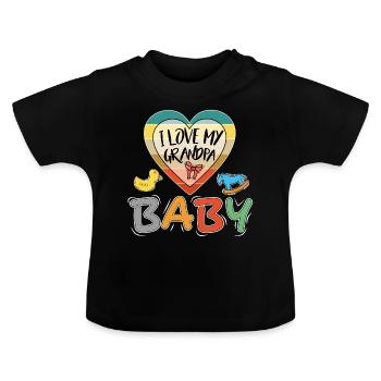 Baby I love Grandpa Ich liebe Opa Familie - Baby Bio-T-Shirt mit Rundhals - Schwarz - Vorne