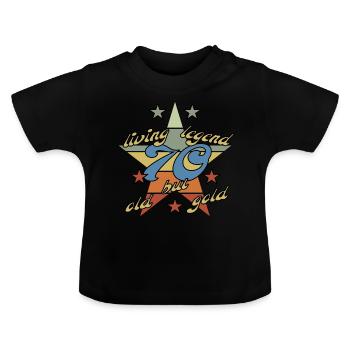 70. Geburtstag, opa oma mit stern oldie - Baby Bio-T-Shirt mit Rundhals - Schwarz - Vorne