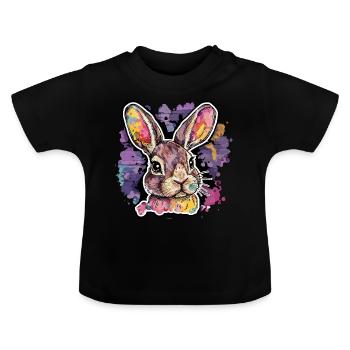 Radiant Rabbit - the work of art - Baby Organic T-Shirt with Round Neck - black - Front