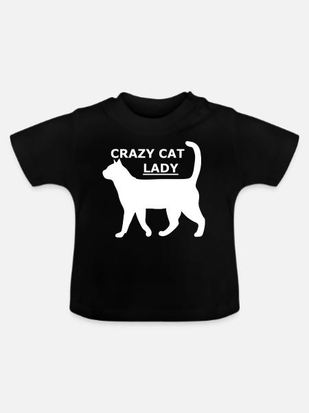 Crazy Cat Lady - Baby Bio-T-Shirt mit Rundhals - Schwarz