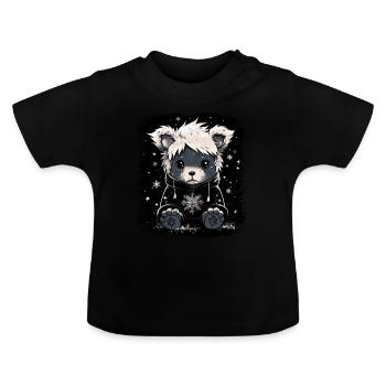 Ours en peluche Emo mignon - T-shirt bio col rond Bébé - noir - Devant
