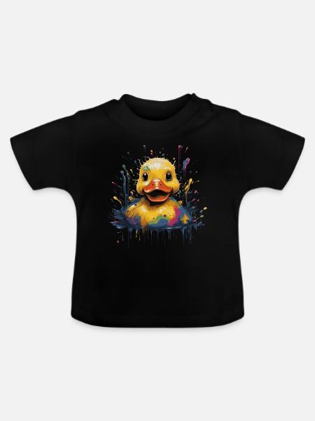 Gummiente - Baby Bio-T-Shirt mit Rundhals - Schwarz