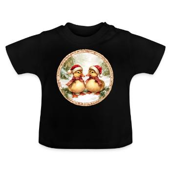 Caneton de Noël - T-shirt bio col rond Bébé - noir - Devant