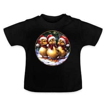 Entchen Weihnachtsmann - Baby Bio-T-Shirt mit Rundhals - Schwarz - Vorne