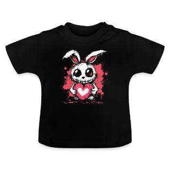 Mignon lapin effrayant - T-shirt bio col rond Bébé - noir - Devant