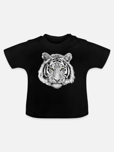 Cadeau de Tigre Lion Lion - T-shirt bio col rond Bébé - noir