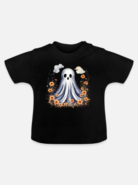 Niedlicher kleiner Geist - Baby Bio-T-Shirt mit Rundhals - Schwarz