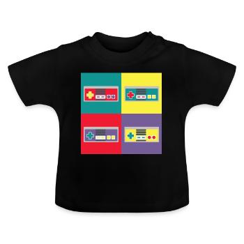 Pop-Art-Freak, Joystick - Baby Bio-T-Shirt mit Rundhals - Schwarz - Vorne