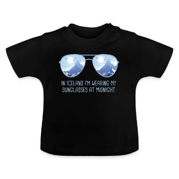 Iceland Sunglasses Iceland Midnight Sun - Baby Organic T-Shirt with Round Neck - black - Front