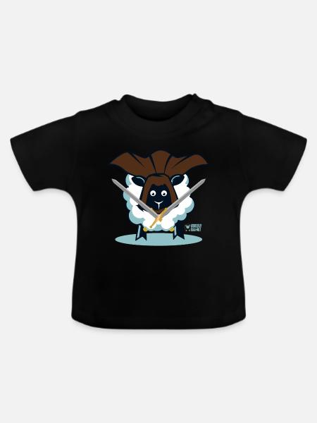 Schaf ein Krieger? - Baby Bio-T-Shirt mit Rundhals - Schwarz