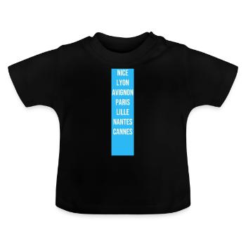 Vielfalt an französischen Städten - Baby Bio-T-Shirt mit Rundhals - Schwarz - Vorne