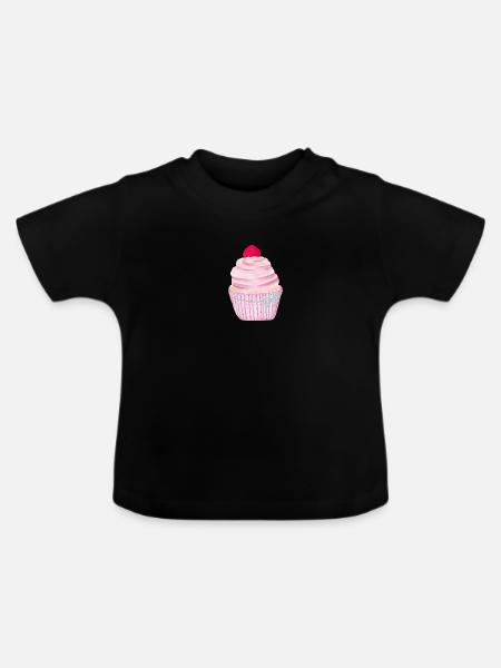 Cupcake mit Liebe - Baby Bio-T-Shirt mit Rundhals - Schwarz