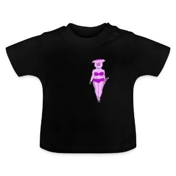 Schweine Dame Catwalk Geschenkidee - Baby Bio-T-Shirt mit Rundhals - Schwarz - Vorne