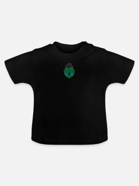 Bär in Grün-Blau - Baby Bio-T-Shirt mit Rundhals - Schwarz