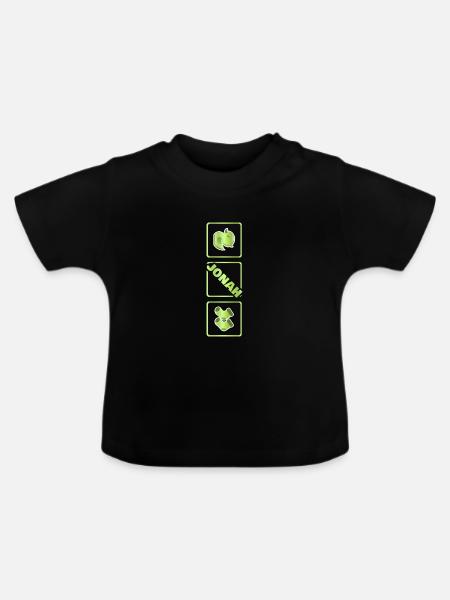 Geburt Jonah - Baby Bio-T-Shirt mit Rundhals - Schwarz