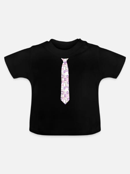 Krawatte Muster Bunt - Baby Bio-T-Shirt mit Rundhals - Schwarz