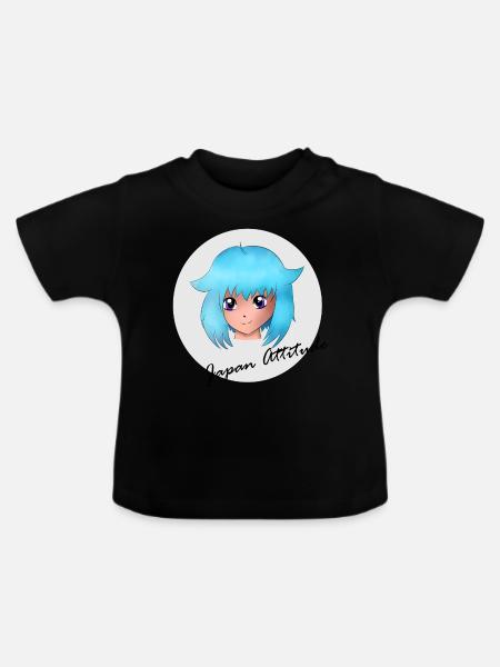 Mangamädchen - Baby Bio-T-Shirt mit Rundhals - Schwarz