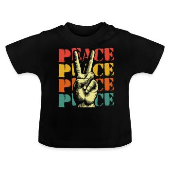 Peace Peace Movement - Baby Organic T-Shirt with Round Neck - black - Front