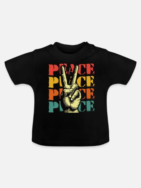 Peace Frieden Friedensbewegung - Baby Bio-T-Shirt mit Rundhals - Schwarz