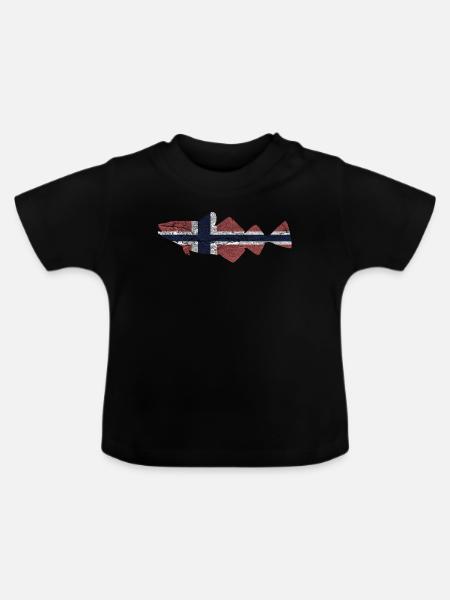 Angeln Norwegen - Baby Bio-T-Shirt mit Rundhals - Schwarz